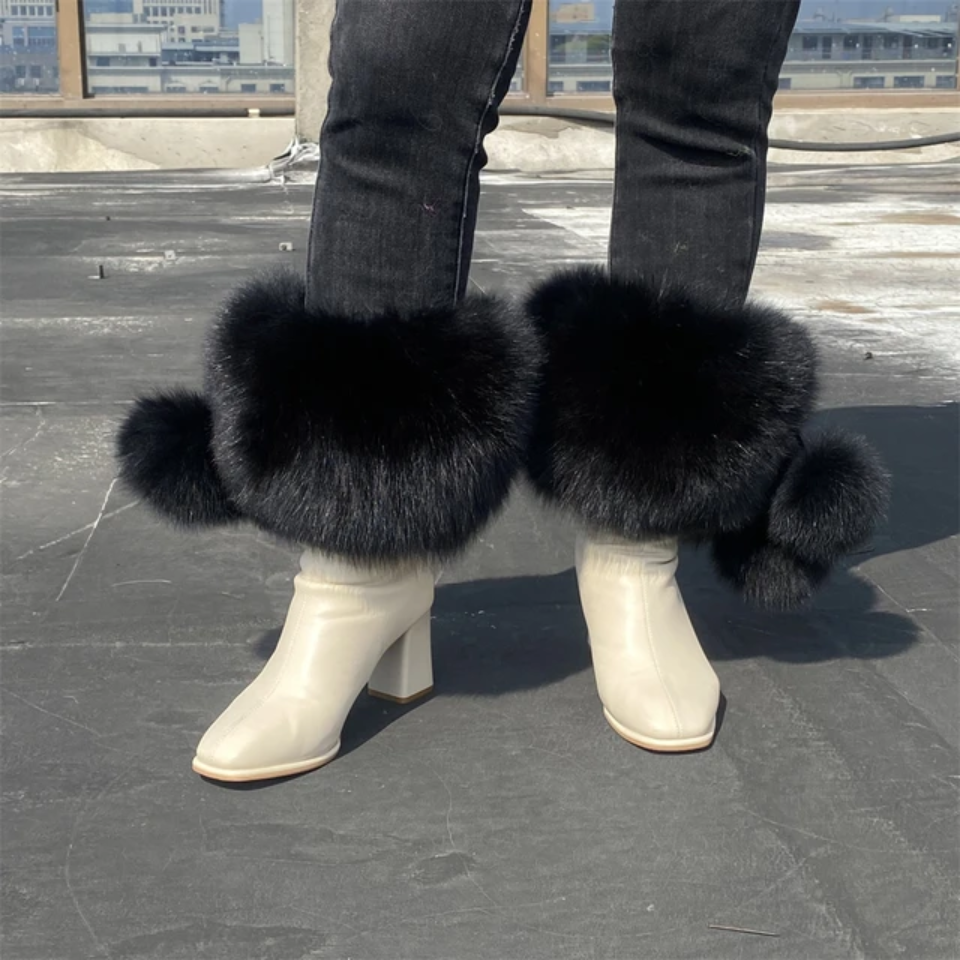 Natural Fur Leg Warmers - Cozy Winter Boot Covers | Luxury Plush Accessories