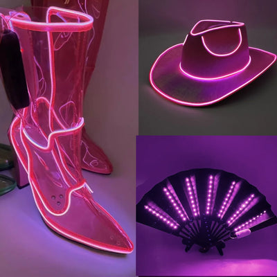 Cowboy Carter Light Up Hat Fan & Boots Set (Ready to Ship)