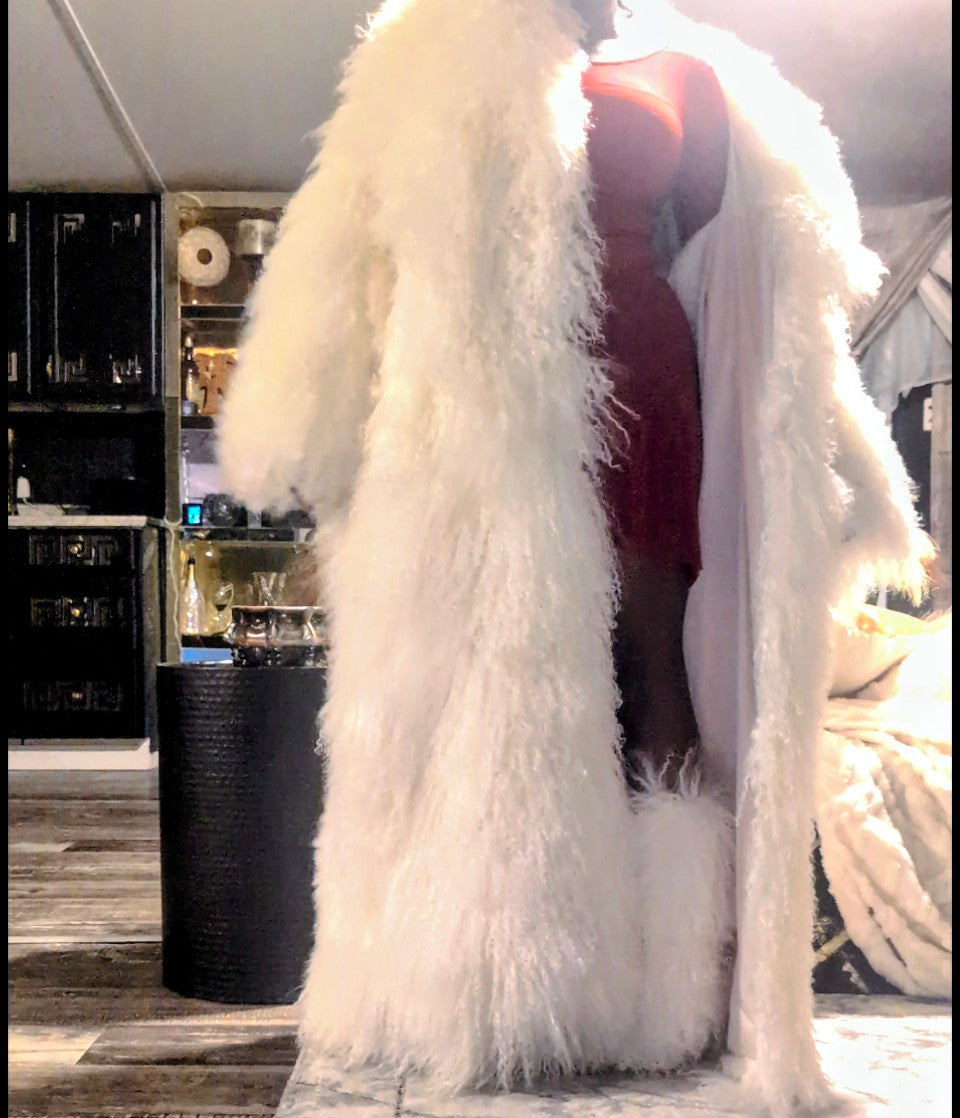 Custom Made Extra Fluffy Mongolian Crop Mid or Full-Length Sheep Lamb Fur Coat- By Prima DND