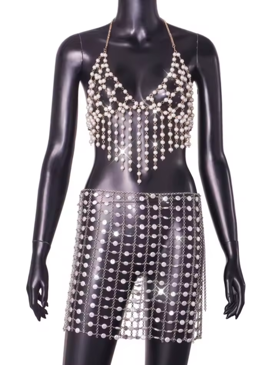 Beaded Swim Cover Up Skirt Set (Ready to Ship)