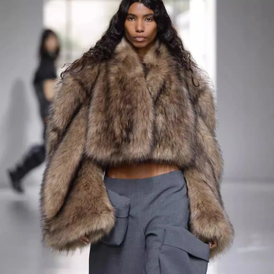 Cropped Faux Big Sleeve Fur Jacket- Prima Dons and Donnas