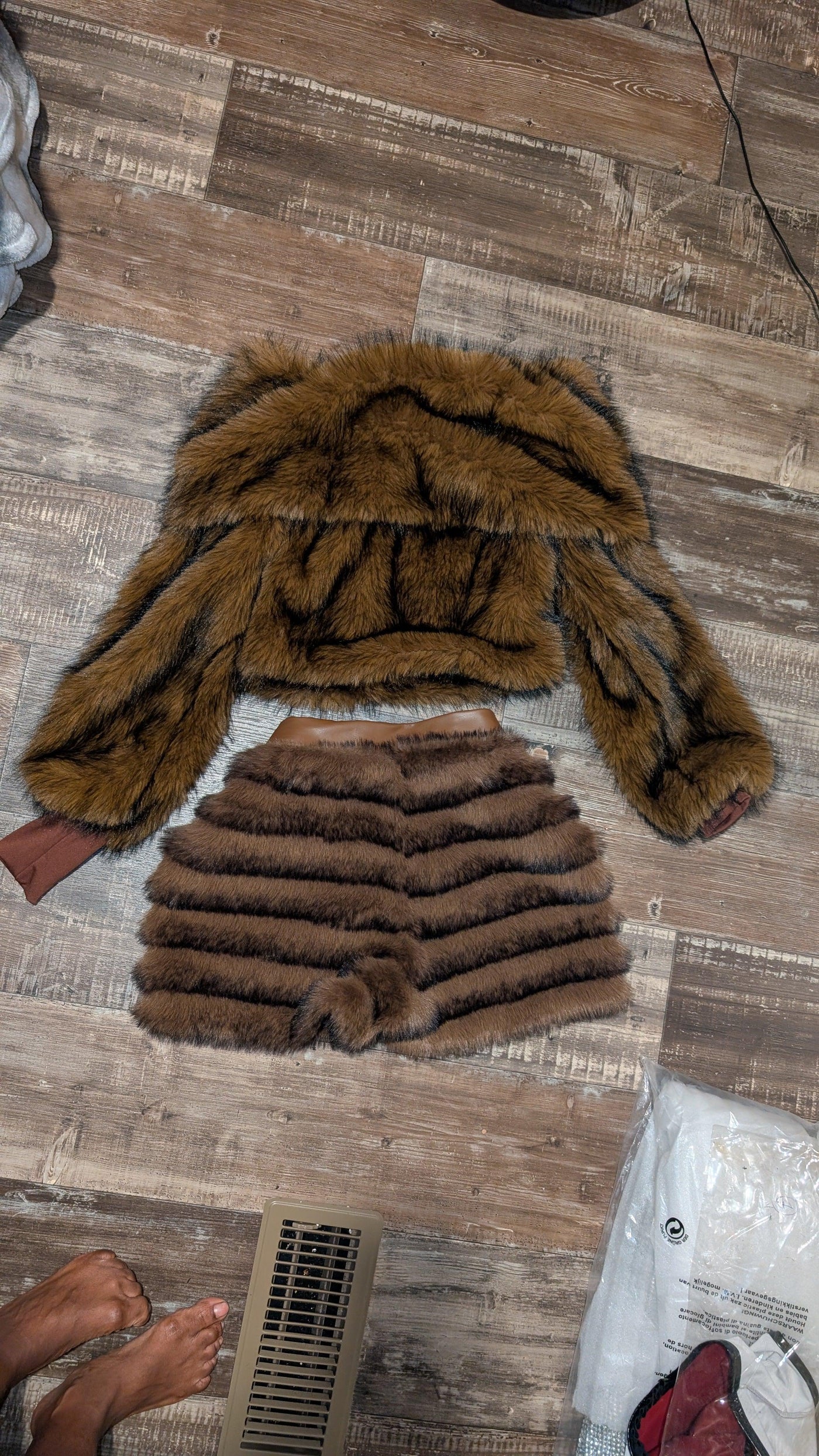 Faux Fur Off Shoulder Long Sleeve Top- Prima Dons and Donnas