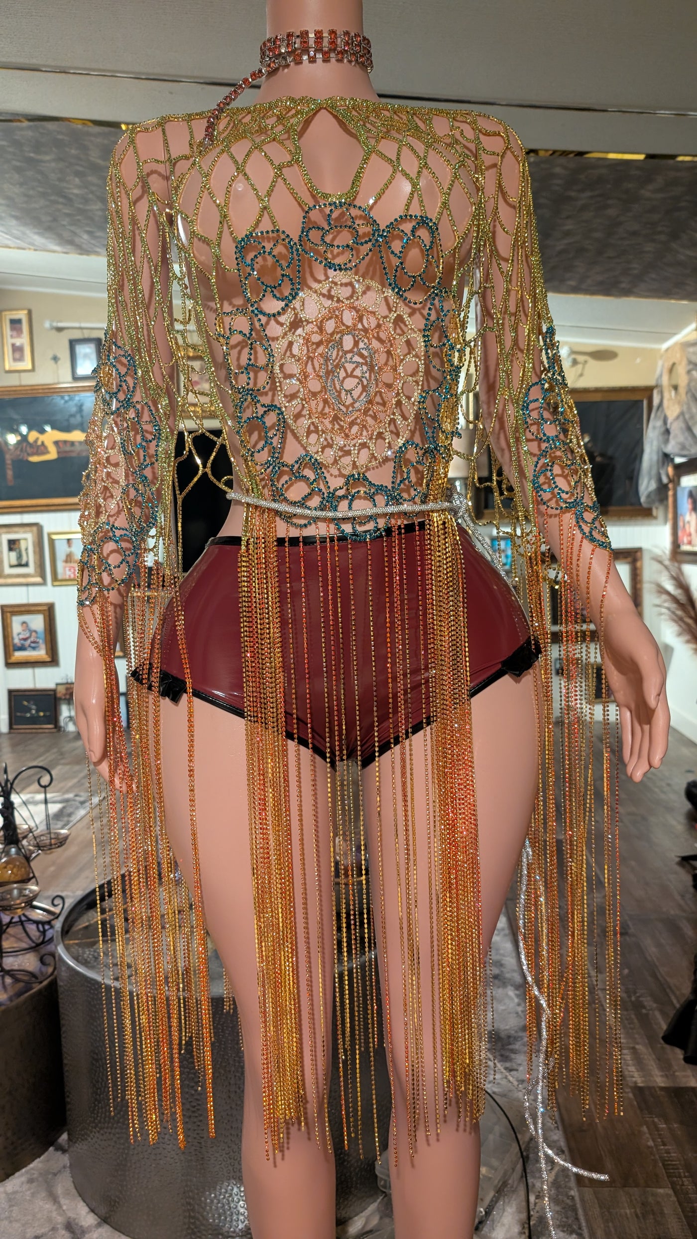 Crystal stones Tassels Dress
