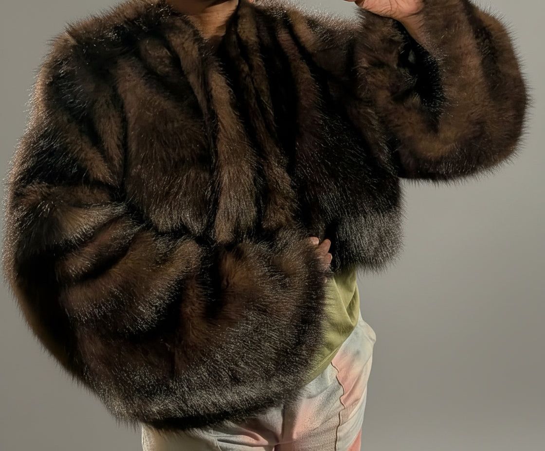 Cropped Faux Big Sleeve Fur Mink Coat Jacket- By Prima DND