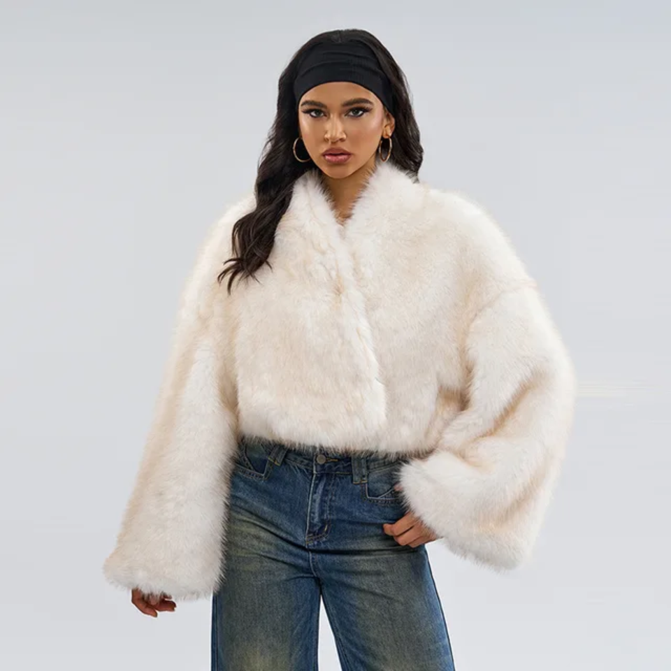Cropped Faux Big Sleeve Fur Jacket- Prima Dons and Donnas
