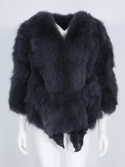 Crop Fox Fur Poncho Shawl- By Prima DND