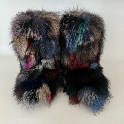 Fox Fur Winter Boots - Custom Sized Two Tone Flat Calf Fur Boots