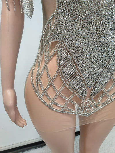 Rhinestone Crystals Mini Dress 2