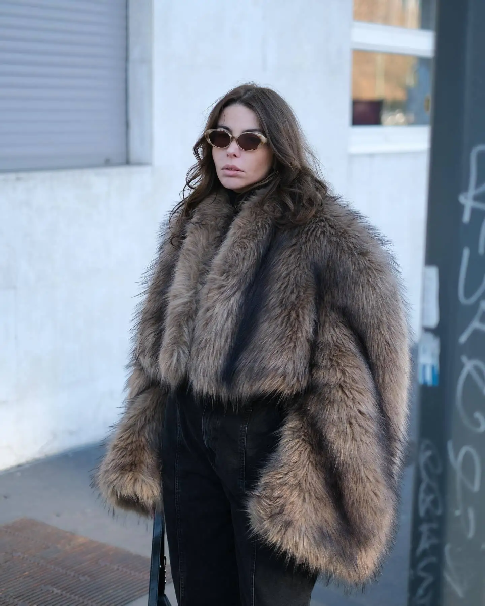 Cropped Faux Big Sleeve Fur Jacket- Prima Dons and Donnas