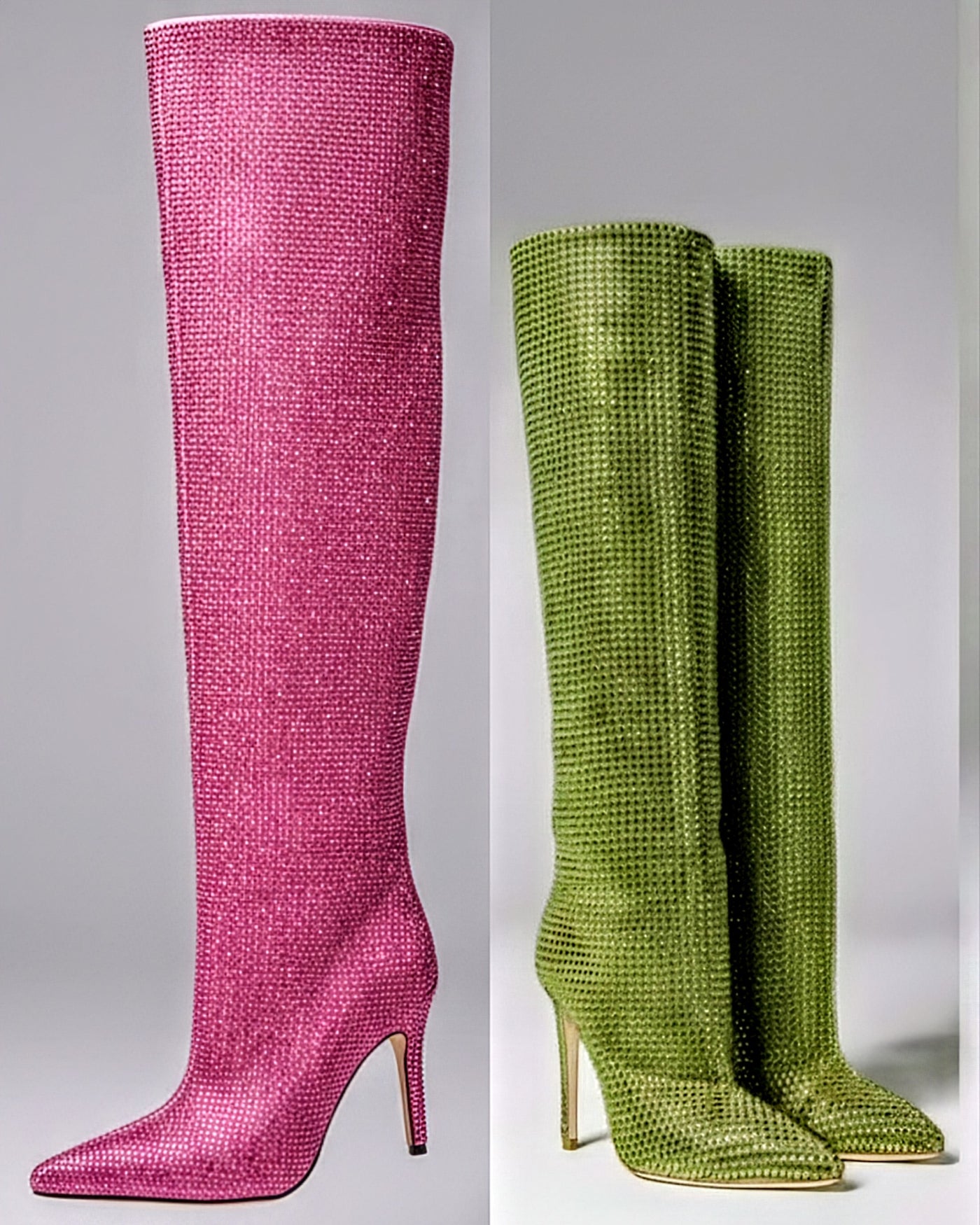 Rhinestone Stiletto Boots – Custom Calf High Heel Boots With Chunky Silver Heel