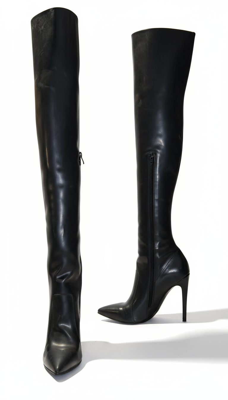 Thigh High Natural Latex Rubber Boots | Custom Fit Stretch Boots | Made To  Fit