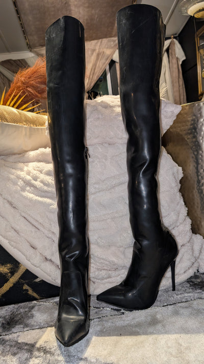 Thigh High Natural Latex Rubber Boots | Custom Fit Stretch Boots | Made To  Fit