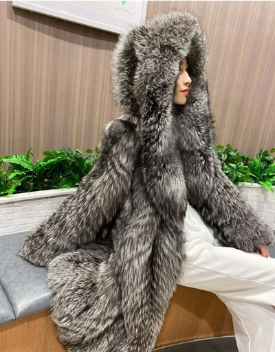 Luxury Hooded Faux Fur Jacket