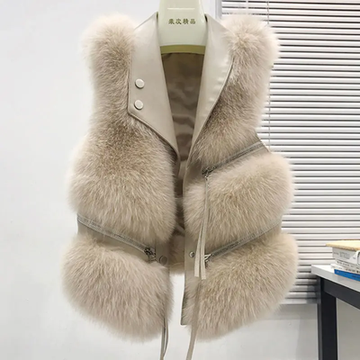 Faux Fur Vest w/Zipper Detail- By Prima DND
