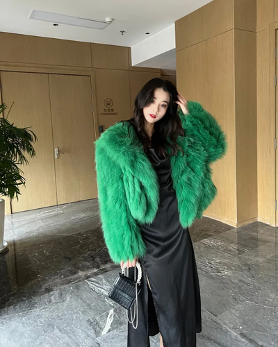 Cropped Faux Fur Mink Jacket