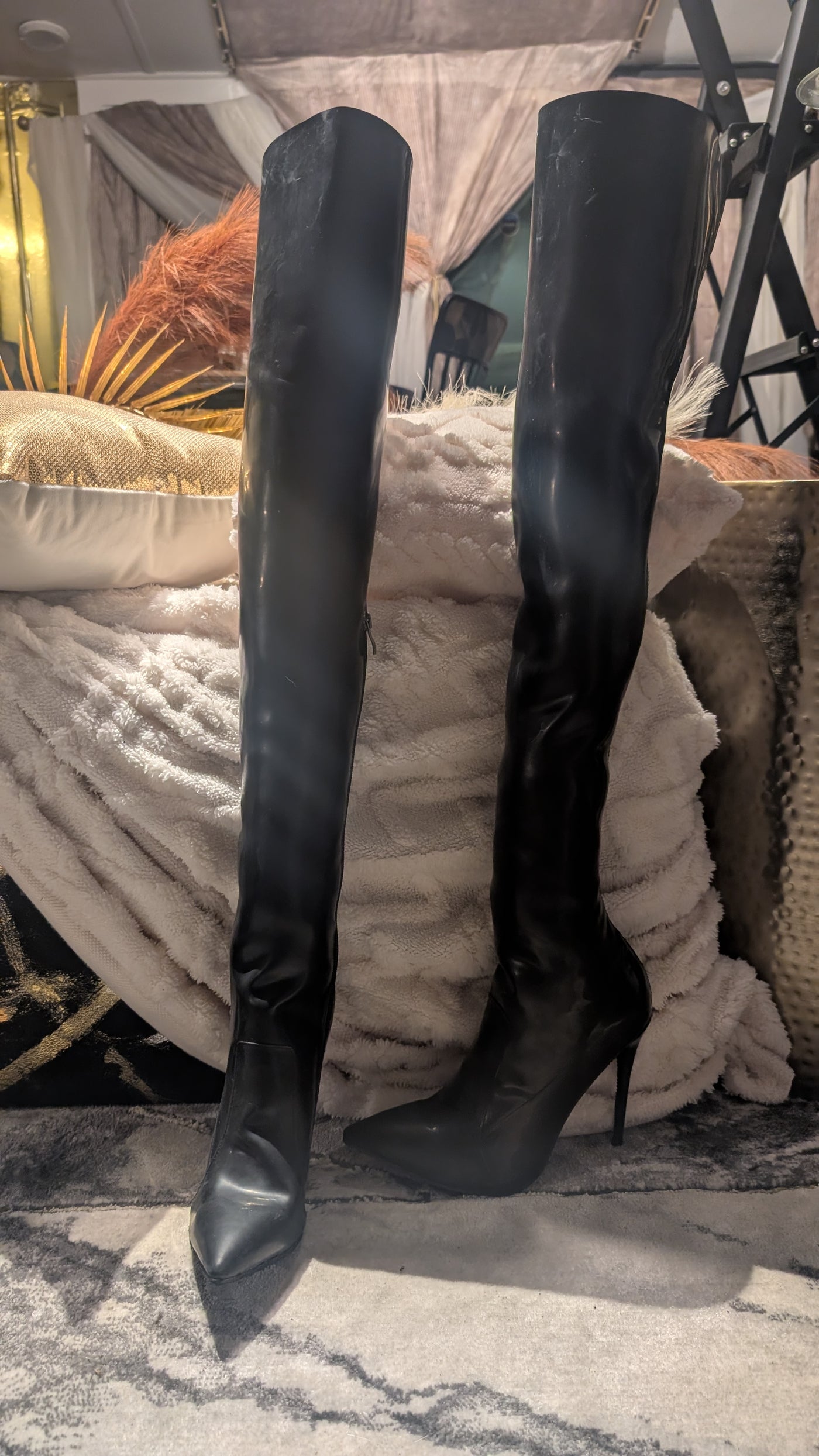 Thigh High Natural Latex Rubber Boots | Custom Fit Stretch Boots | Made To  Fit