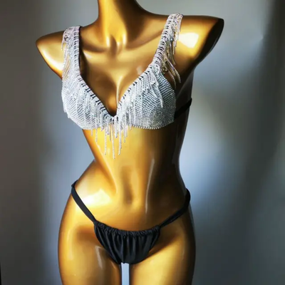 Rhinestone Bikini Diamond Fringe Set