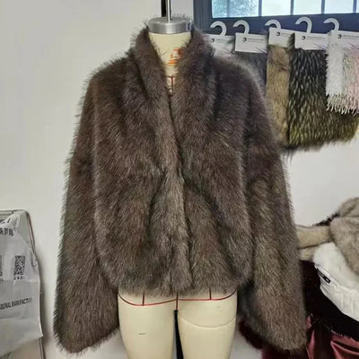 Cropped Faux Big Sleeve Fur Coat Jacket- By Prima DND