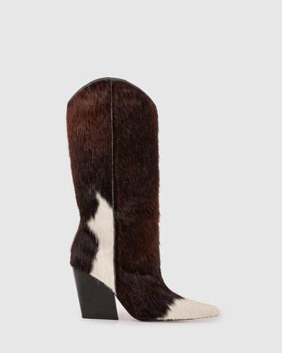 Cowboy Cow Hide Fur Boots