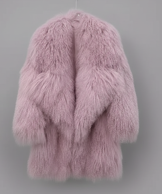 Mongolian Fur Coat – Oversized Plush Lamb Fur Luxury Outerwear