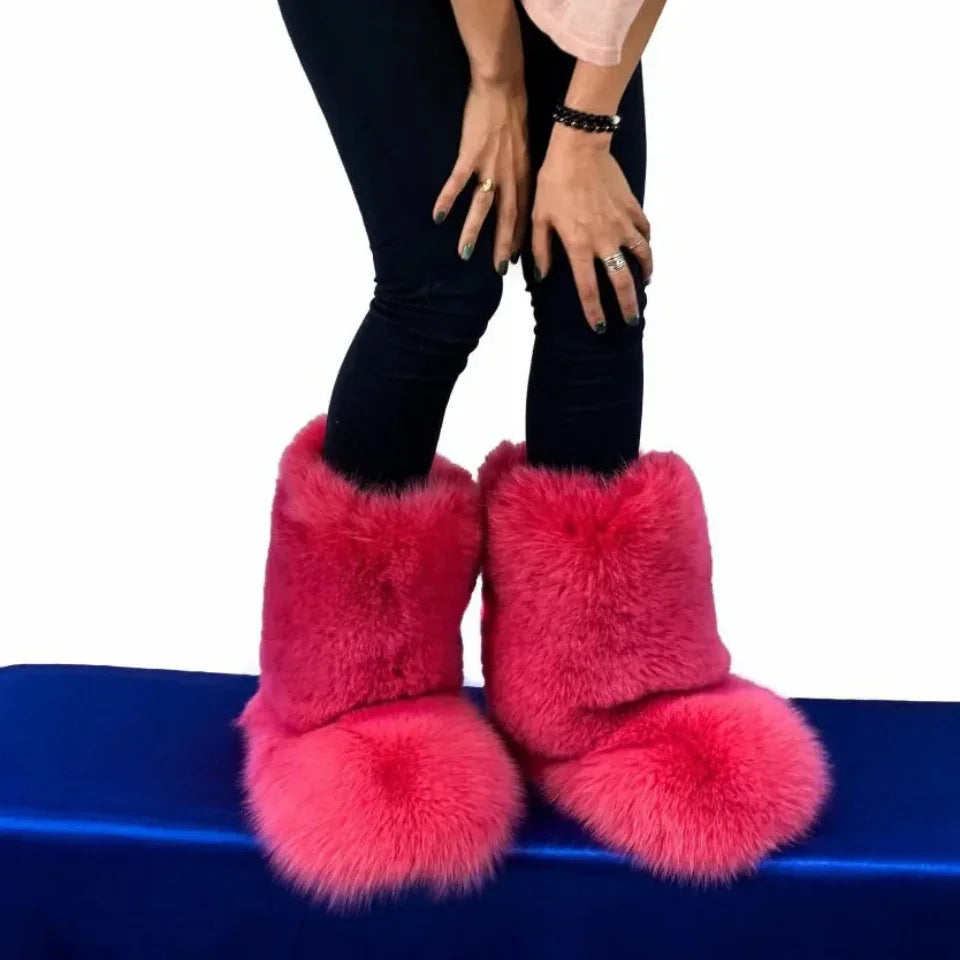 Fox Fur Boots – Winter Flat Boots