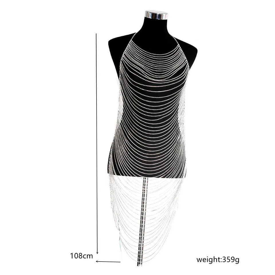 Maxi Rhinestones Plunge Strings Dress (Ready to Ship)