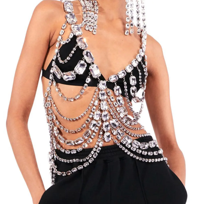 Gordy Rhinestone Chain Halter Top (Ready to Ship)