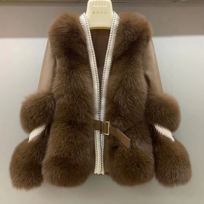 Detailed Faux Fluffy Fur Hip Jacket.