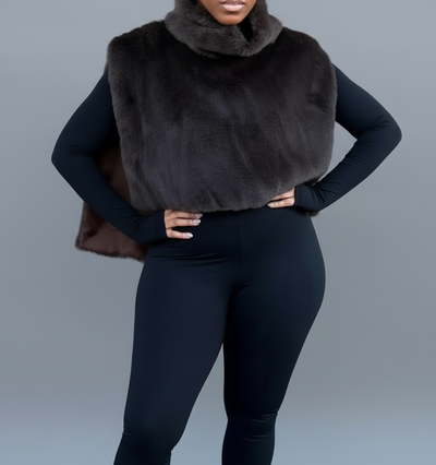A turtle Neco Faux Fur Long Top- Prima Dons and Donnas