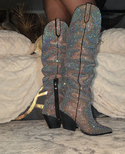 Cowboy Rhinestone Calf Boots- Prima Dons and Donnas