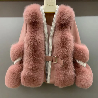 Detailed Faux Fluffy Fur Hip Jacket.