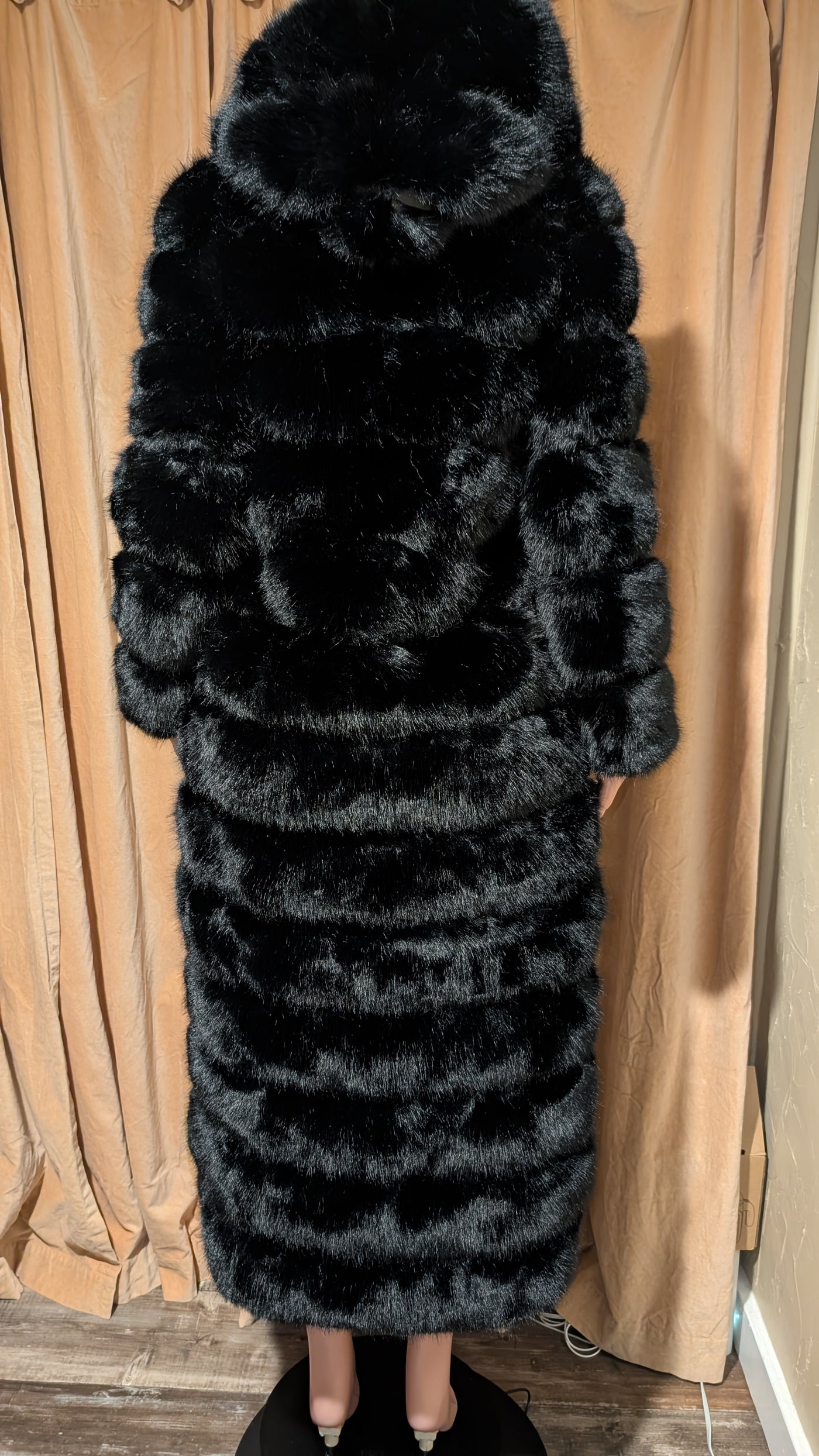 Mink Look Long Fluffy Faux Fur Jacket