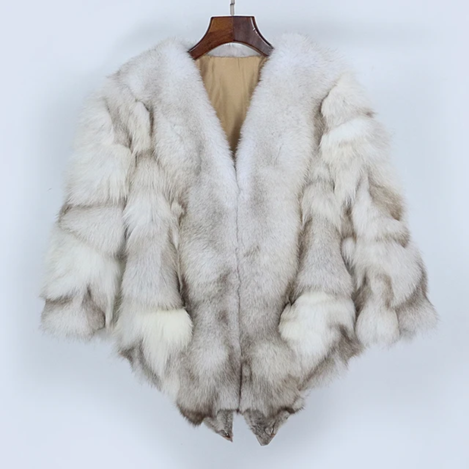 Oversize Fox Fur Poncho Shawl- By Prima DND