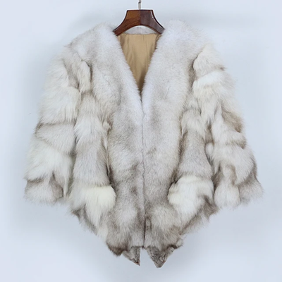Oversize Fox Fur Poncho Shawl- By Prima DND