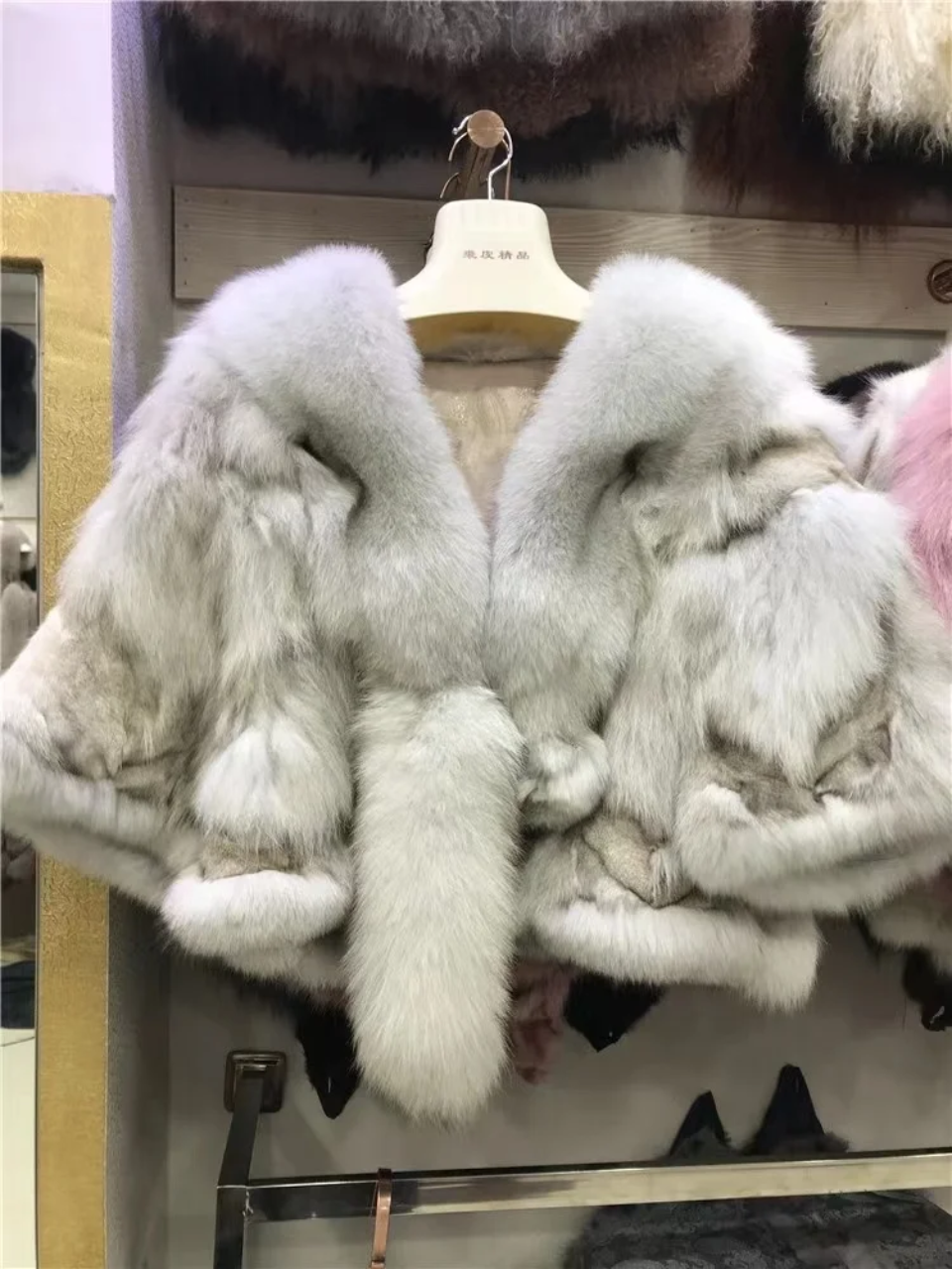 Crop Fox Fur Poncho Shawl- By Prima DND