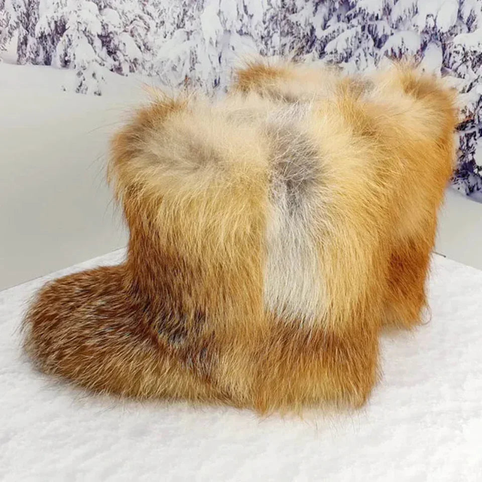 Fox Fur Boots – Winter Flat Boots