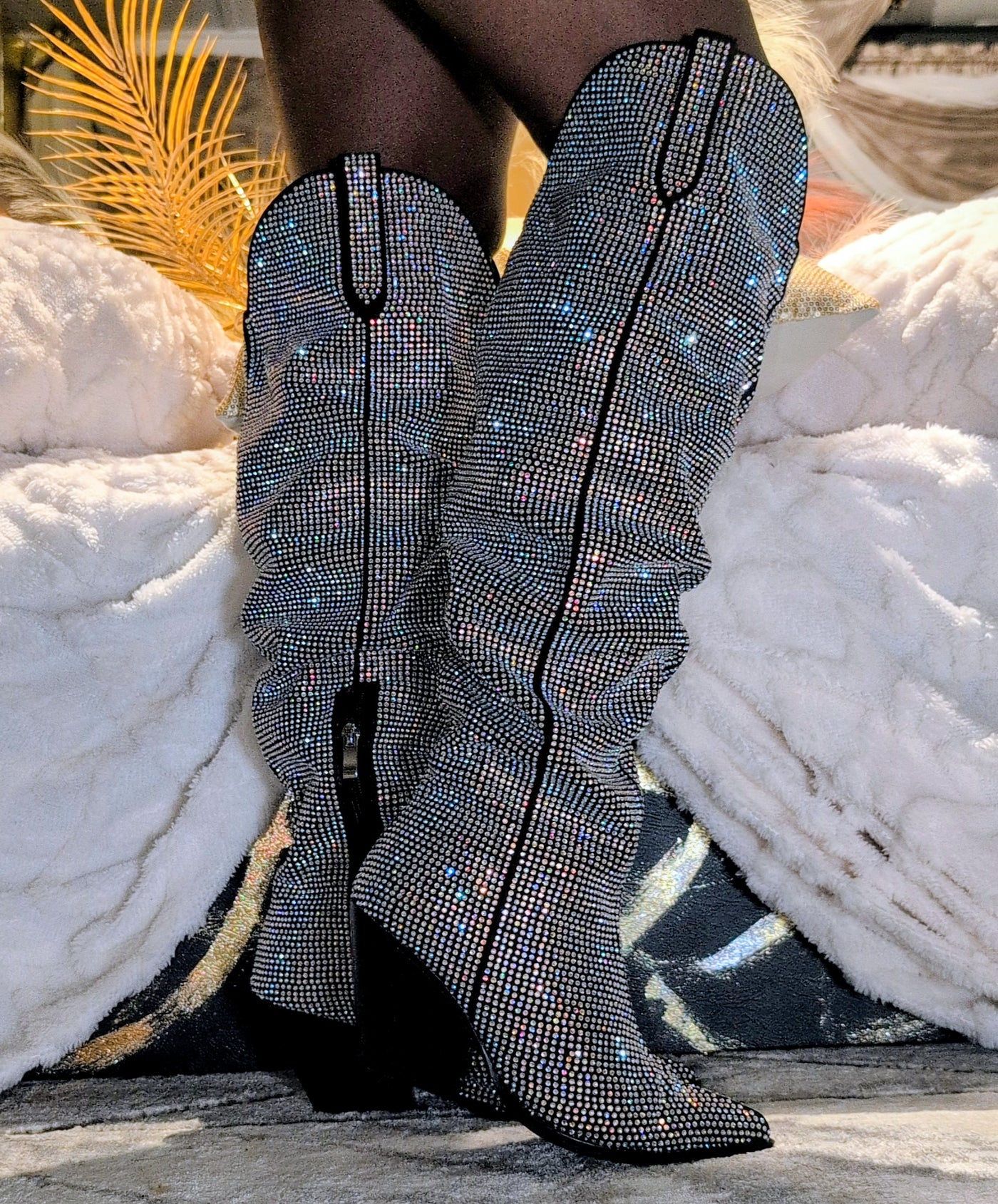 Cowboy Rhinestone Calf Boots- Prima Dons and Donnas