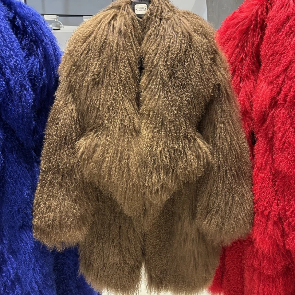 Over Sized Mongolian Sheep Lamb fur Fur Coat- Prima Dons and Donnas