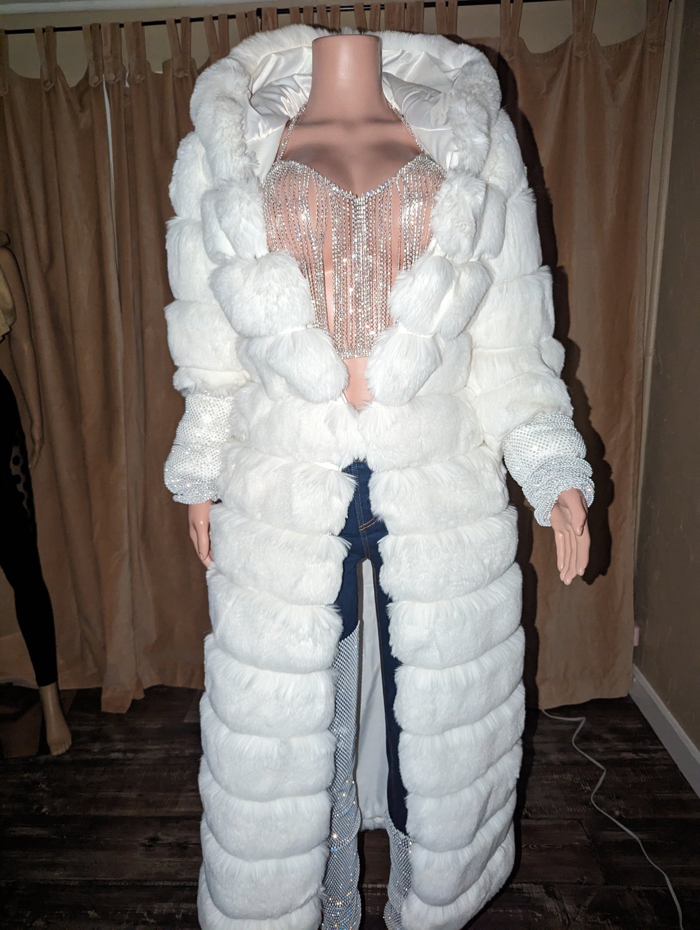 Chinchilla Crop Mid Or Full Length Fluffy Faux Jacket