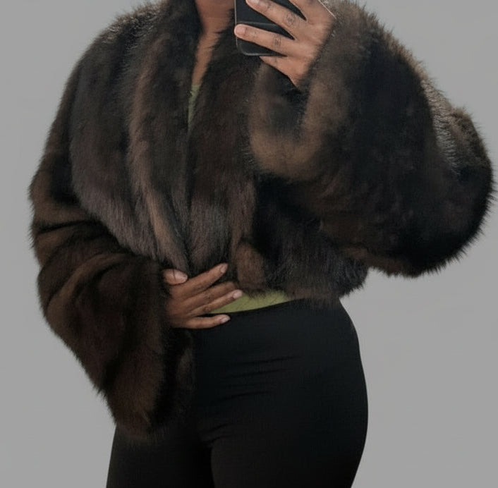 Cropped Faux Big Sleeve Fur Mink Coat Jacket- By Prima DND