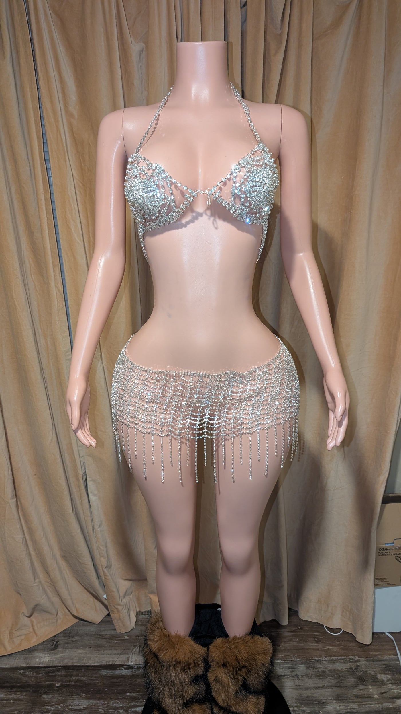 Rhinestone Circle Bra Skirt Set (Ready to Ship)- Prima Dons and Donnas