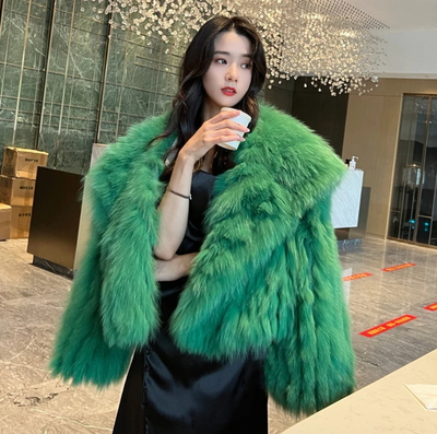 Cropped Faux Fur Mink Jacket