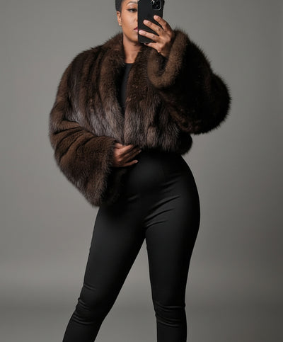 Cropped Faux Big Sleeve Fur Mink Coat Jacket- By Prima DND