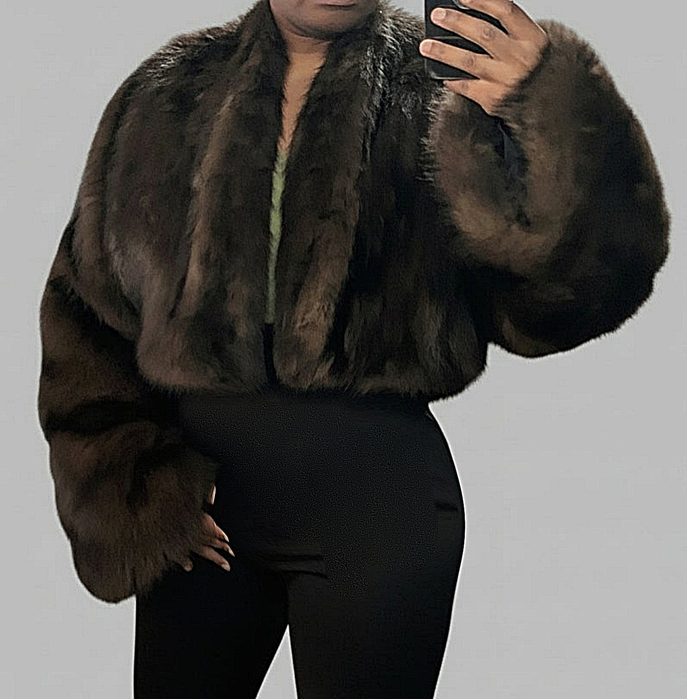 Cropped Faux Big Sleeve Fur Mink Coat Jacket- By Prima DND