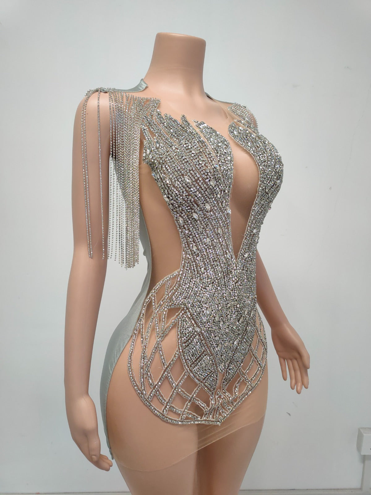 Rhinestone Crystals Mini Dress 2