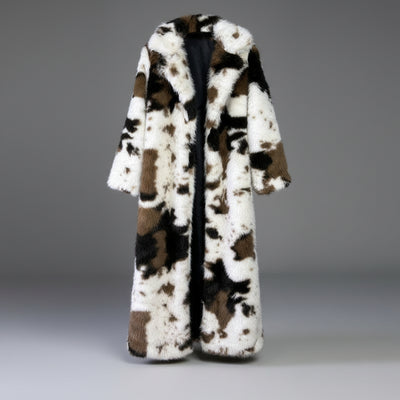 Cow Print Faux Fur Coat - By Prima DND