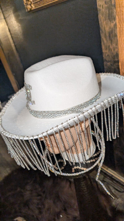 Custom Fringe Rhinestone Western Cowboy Hat (Ready to Ship)