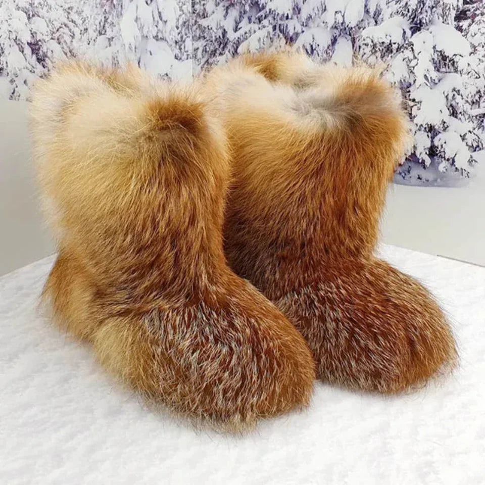 Fox Fur Boots – Winter Flat Boots