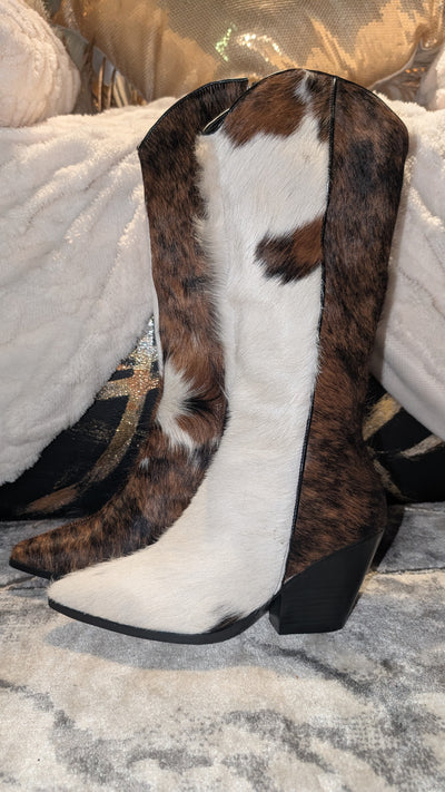 Cowboy Cow Hide Fur Boots
