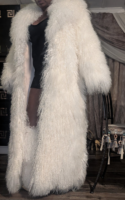 Custom Made Extra Fluffy Mongolian Crop Mid or Full-Length Sheep Lamb Fur Coat- By Prima DND